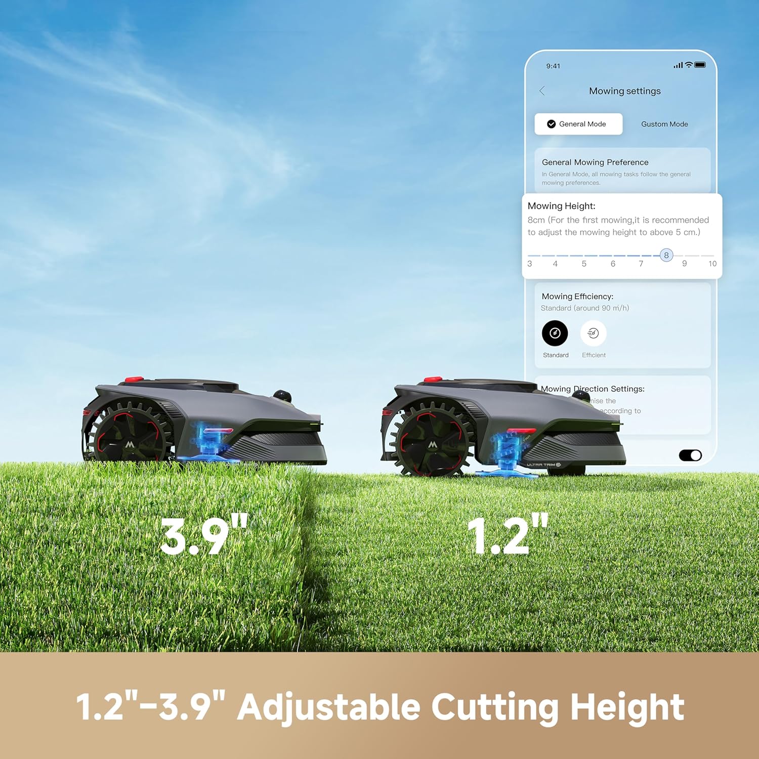 Thumbnail 4 de MOVA LiDAX Ultra 1000 Robotic Lawn Mower: Wire-Free AI Mapping, 2-Inch Edge Trim, 45% Slopes