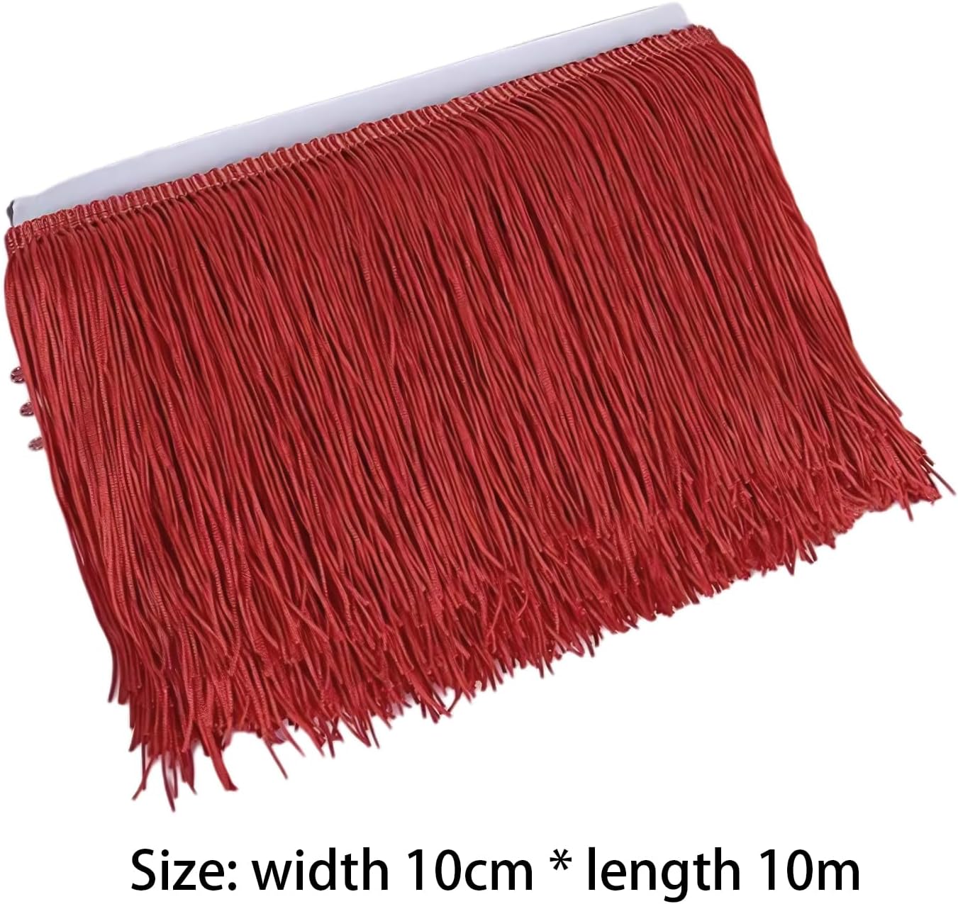 Thumbnail 3 de Aoktorkit Dark Red Fringe Tassel Trim (Polyester) – 10cm wide, 10m roll