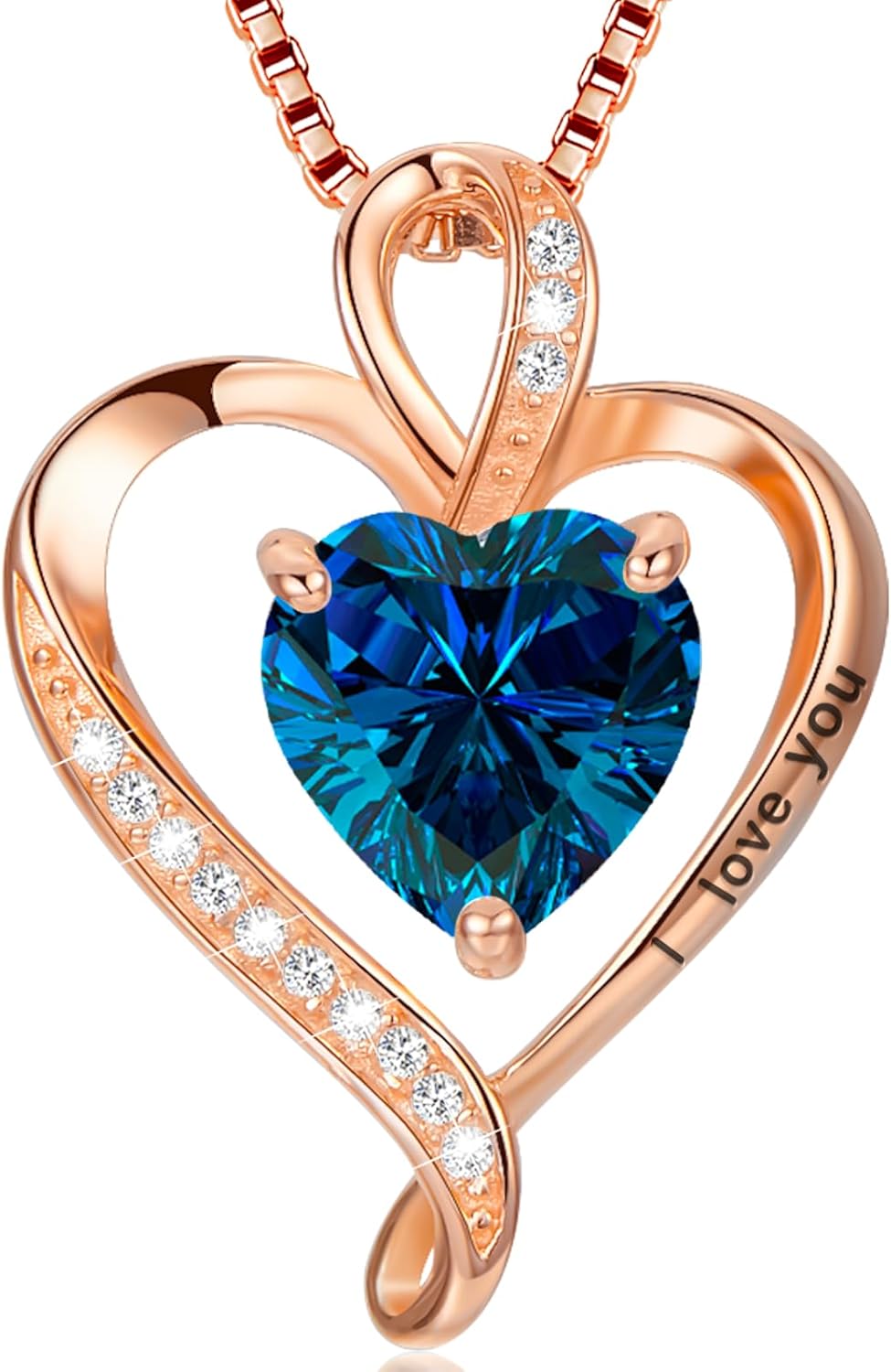 Thumbnail 5 de LAVUMO Herz Kette Damen – Halskette mit Herz-Infinity Anhänger, I love you, Gold-/Weißgold-/Rosa-Beschichtung (925/Messing) – Geschenkidee