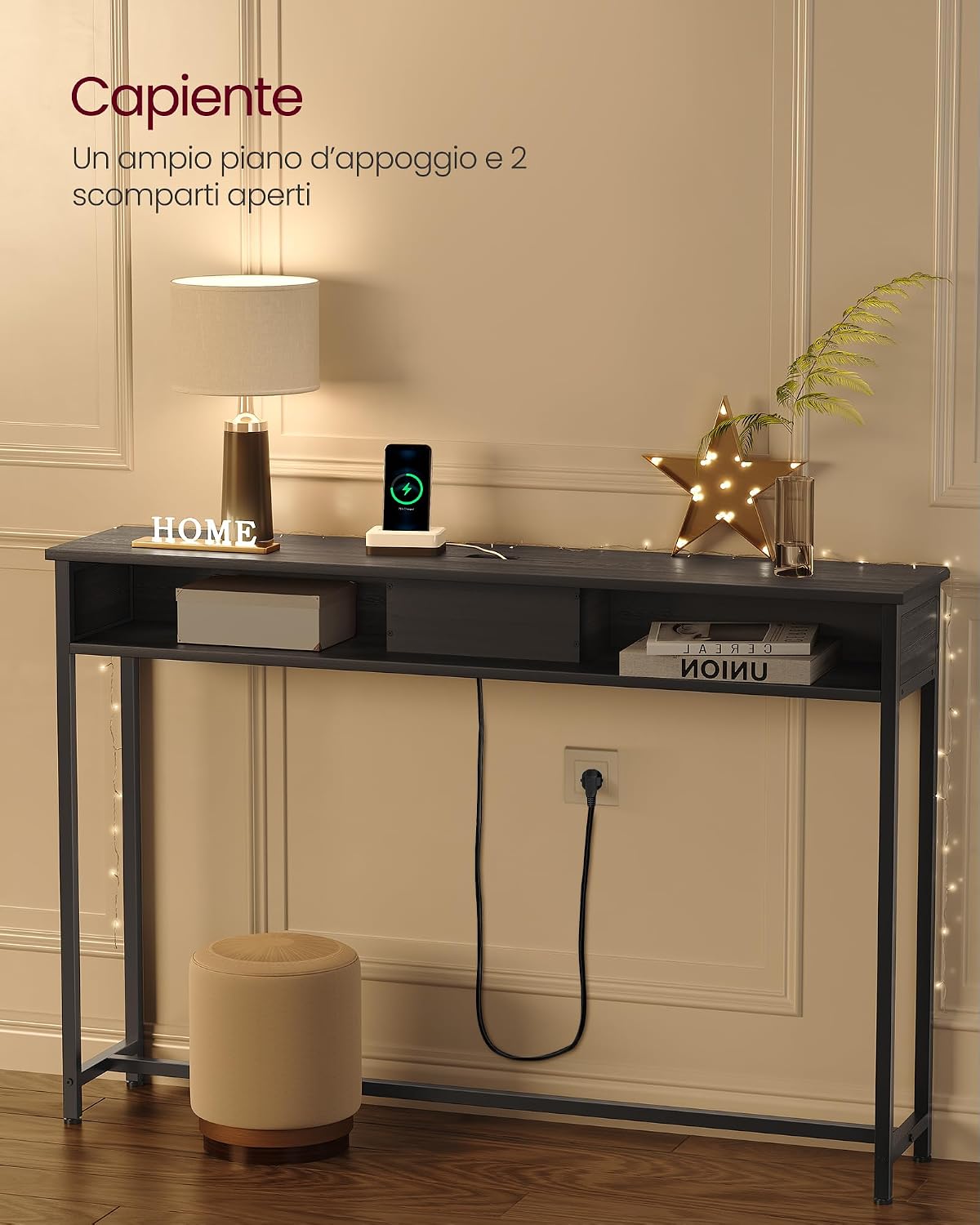 Thumbnail 5 de VASAGLE Consolle Ingresso LNT111W01: Tavolo Consolle con Multipresa, 2 Scomparti, Bianco Neve