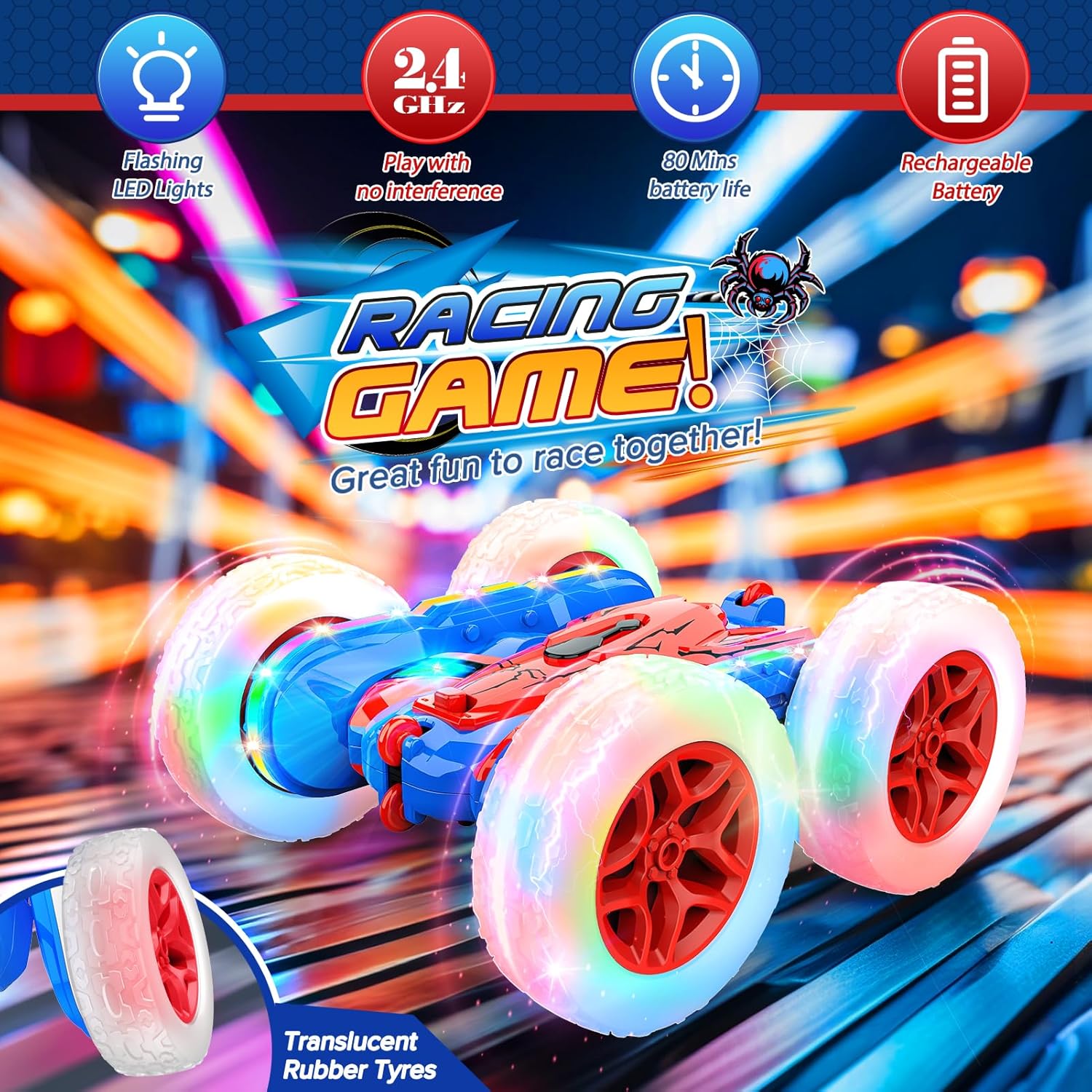 Detalle de Dislocati Macchina Telecomandata per Bambini 3-12 Anni — Veicolo RC conLED e 360° Flip