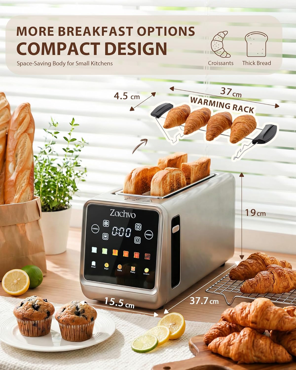 Detalle de 4 Slice Long Slot Toaster with Smart Touchscreen & LED Countdown