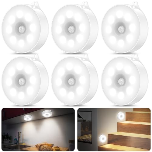 Detalle de Lumière détecteur de mouvement intérieur sans fil (6 pièces, LED blanche froide) – daphomeu