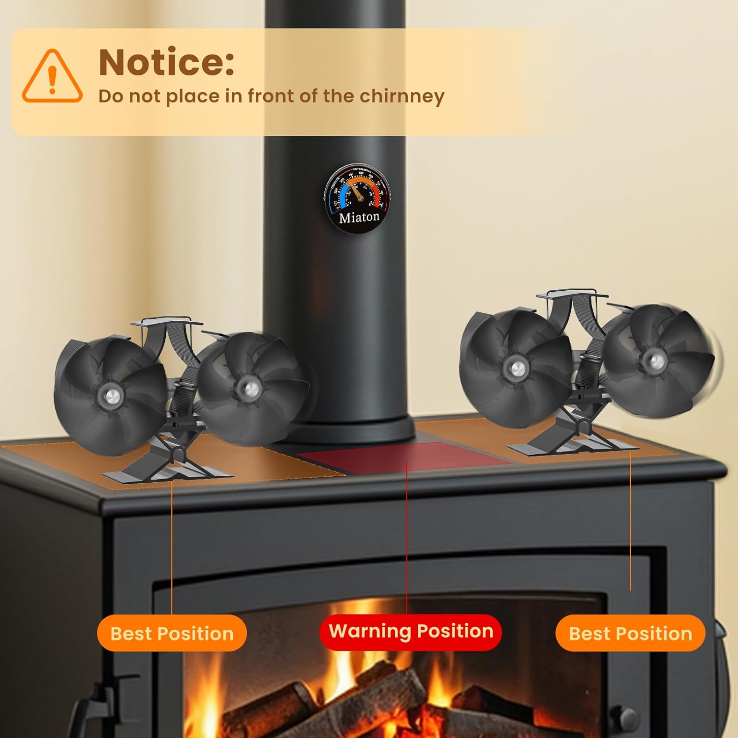 Thumbnail 6 de Miaton 12-Blade Stove Fan 80% efficiency improvement
