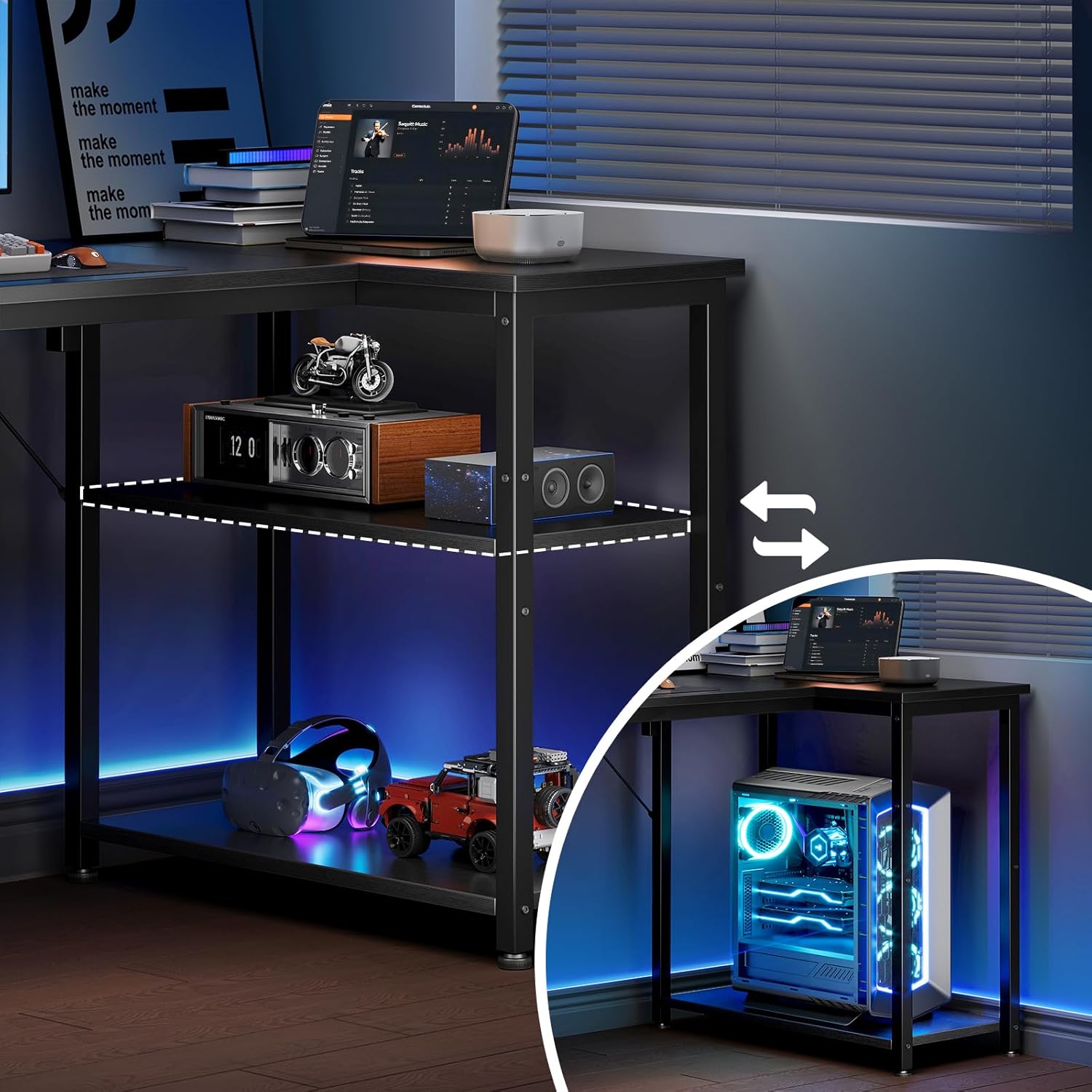Detalle 2 de Coleshome Scrivania Gaming 100×70 cm angolare salvaspazio