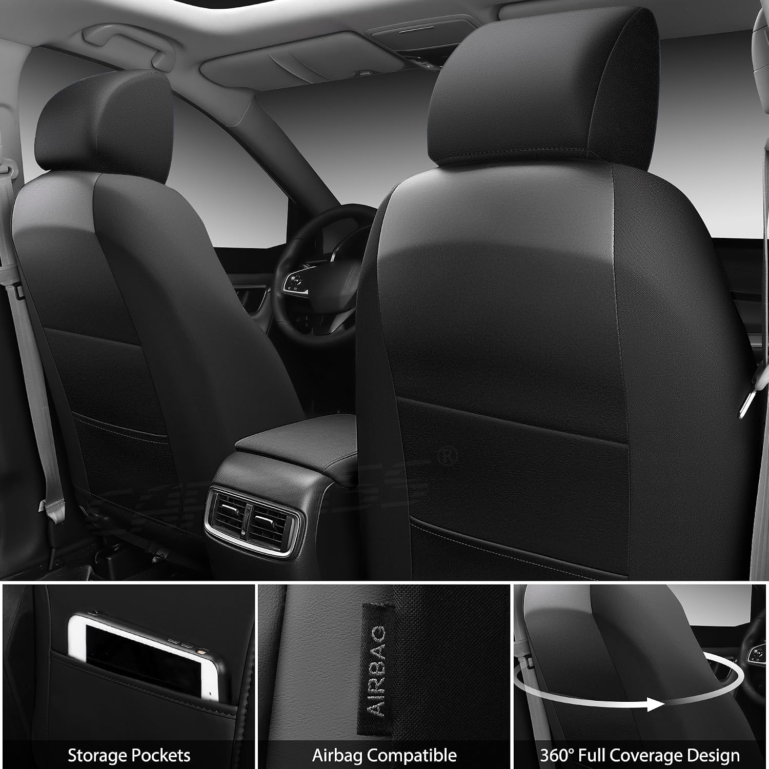 Thumbnail 1 de CAR PASS Nappa Leather Rav4 Front Seat Covers 2-pack