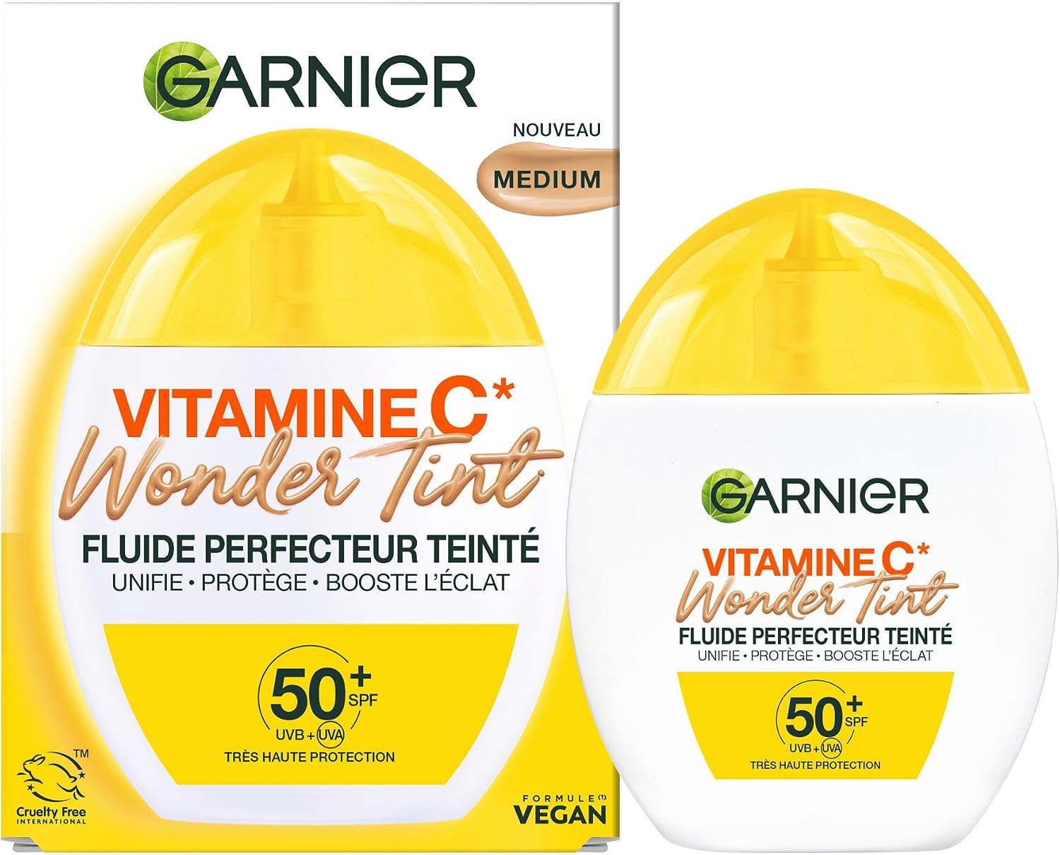 Garnier SkinActive Vitamine C Wonder Tint SPF50+ – Fluide teinté visage Medium, 40 ml