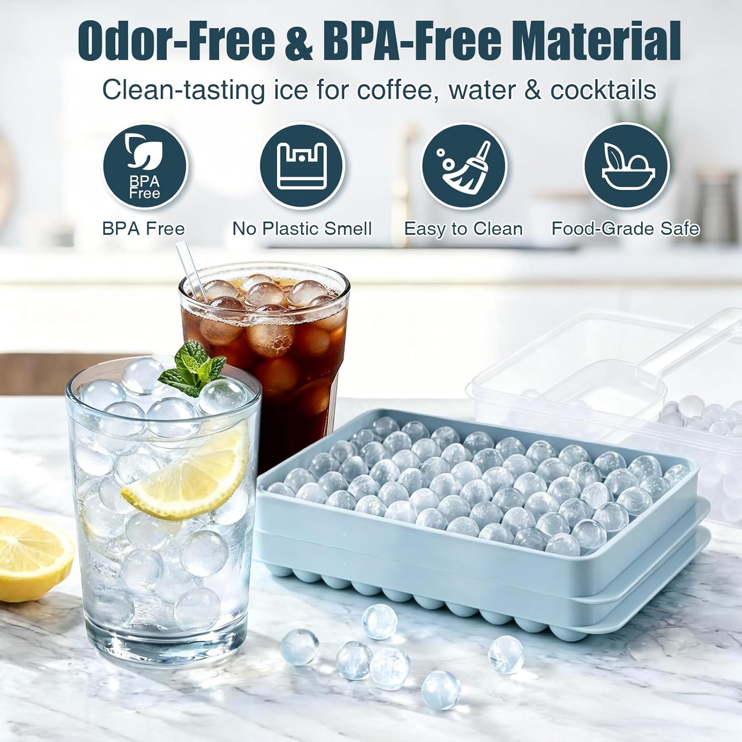 Thumbnail 4 de WIBIMEN Mini Pebble Ice Trays with Lid — 2-Pack, 0.55" Ice for Bottles, Easy Twist Release