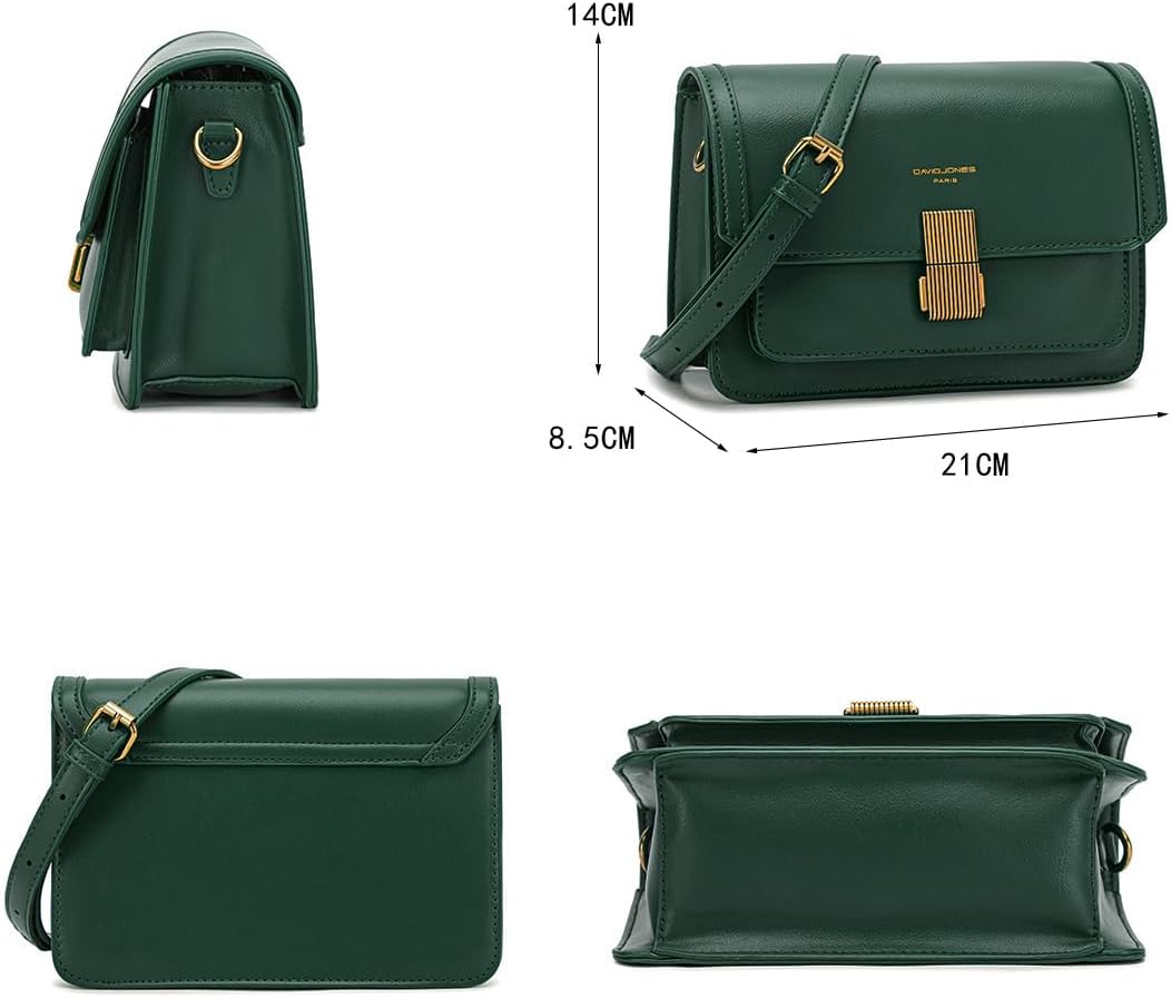 Thumbnail 3 de David Jones Petit sac bandoulière femme - Vert élégant en PU rigide avec rabat et double compartiments