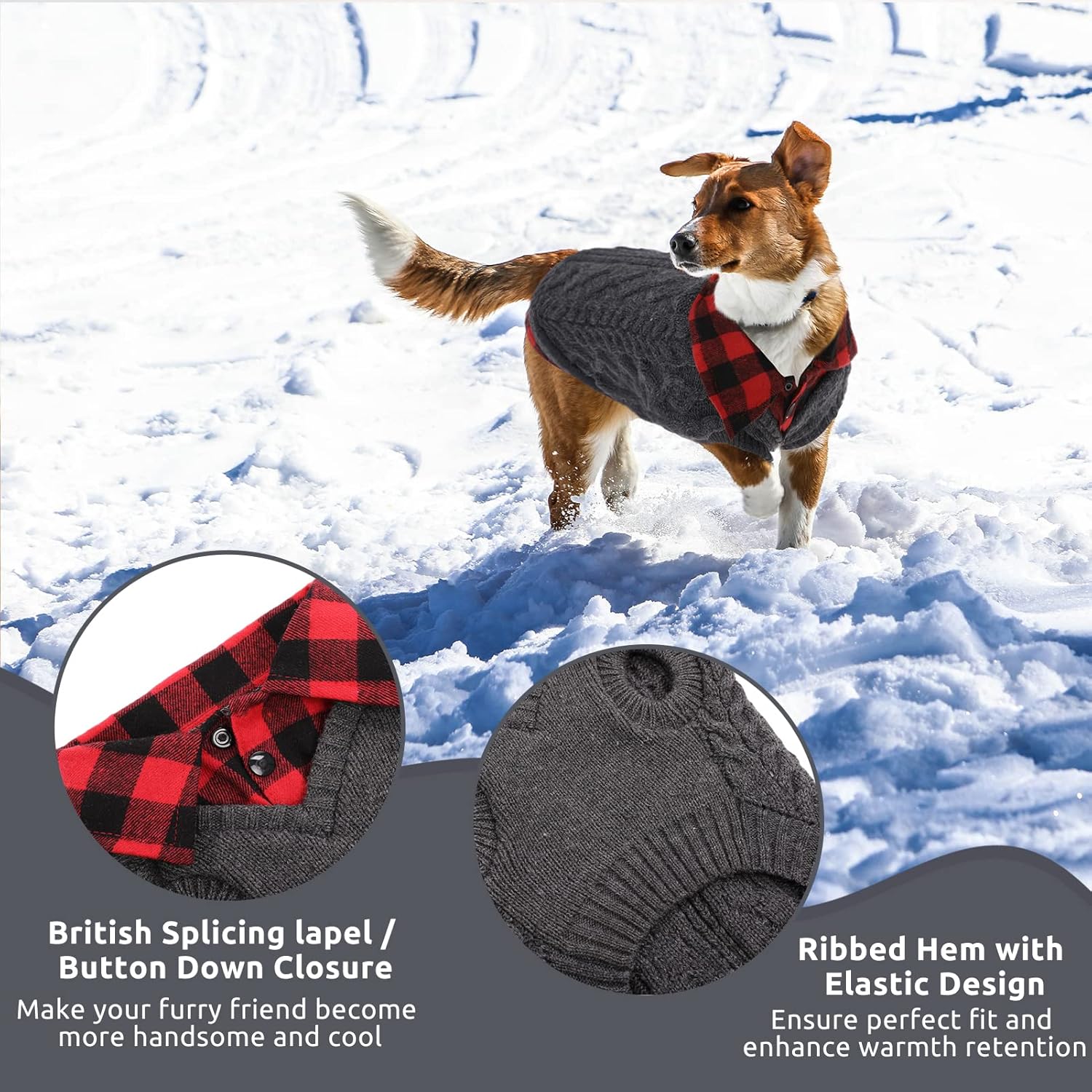 Thumbnail 3 de CITÉTOILE Winter Dog Jumper Grey M