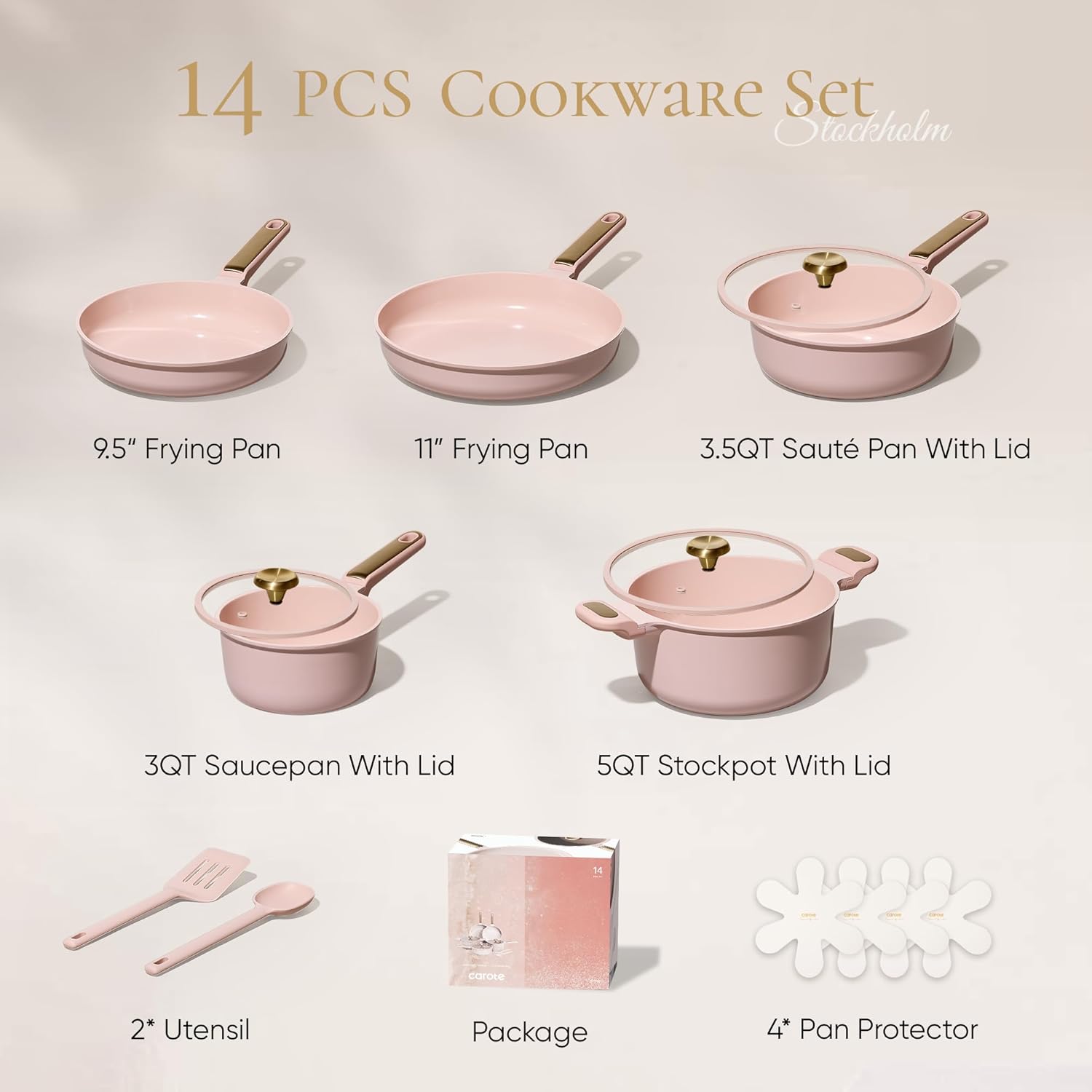 Detalle 2 de CAROTE Ceramic 14pc Nonstick Cookware