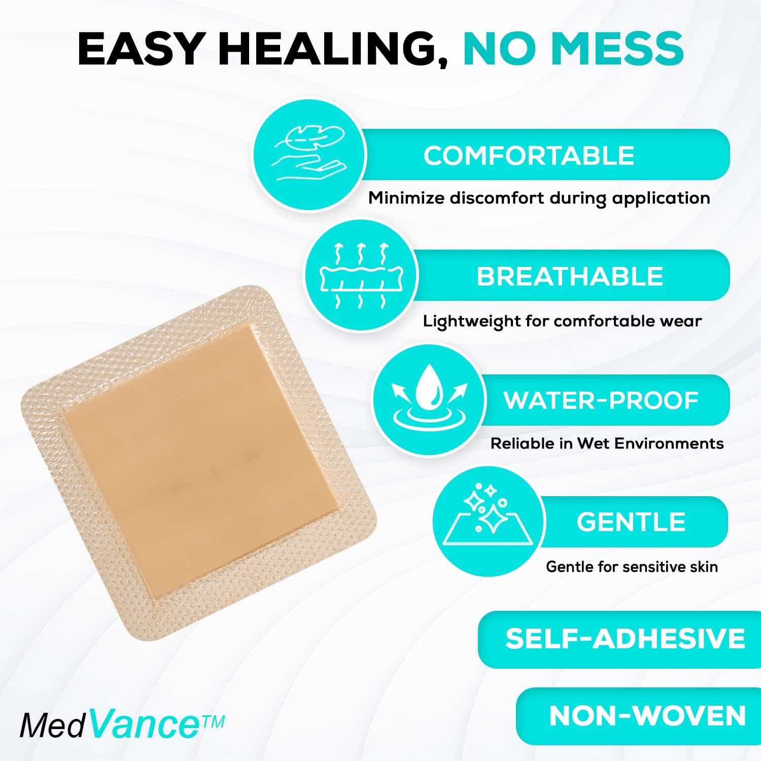 Thumbnail 4 de MedVance SG_B077DFG7D2_US Silicone Foam Dressing, 6 x 6, 5-Pack