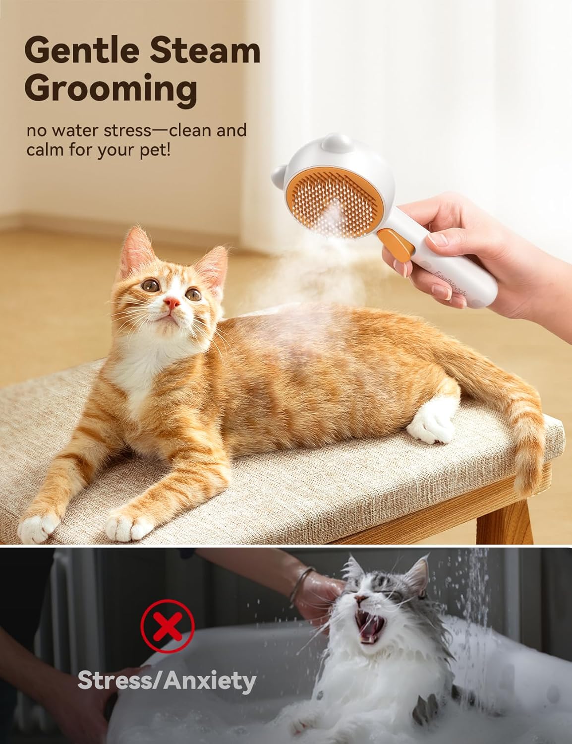Detalle de FEELNEEDY Cat brush for shedding, 150 min