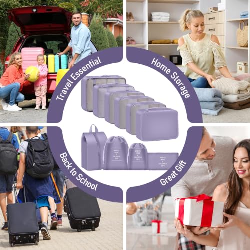 Detalle de TXBOBECO Koffer Organizer Set, 10-teiliges Packwürfel-Set für Reisekoffer – Dunkelviolett