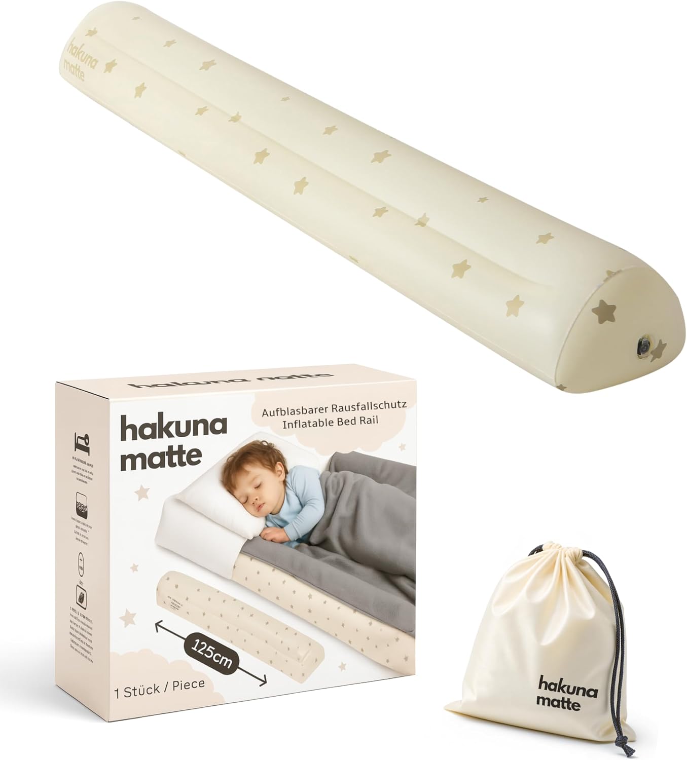 Detalle de Hakuna Matte Universeller aufblasbarer Rausfallschutz unter dem Spannbettlaken – sicherer Bettschutz fürs Boxspring- oder Standardbett