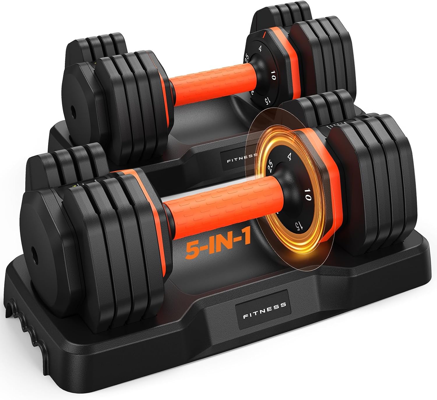 Detalle de LifeOG 2026 Updated Adjustable Dumbbell Set (2x 25 lbs) with 5-Weight Options