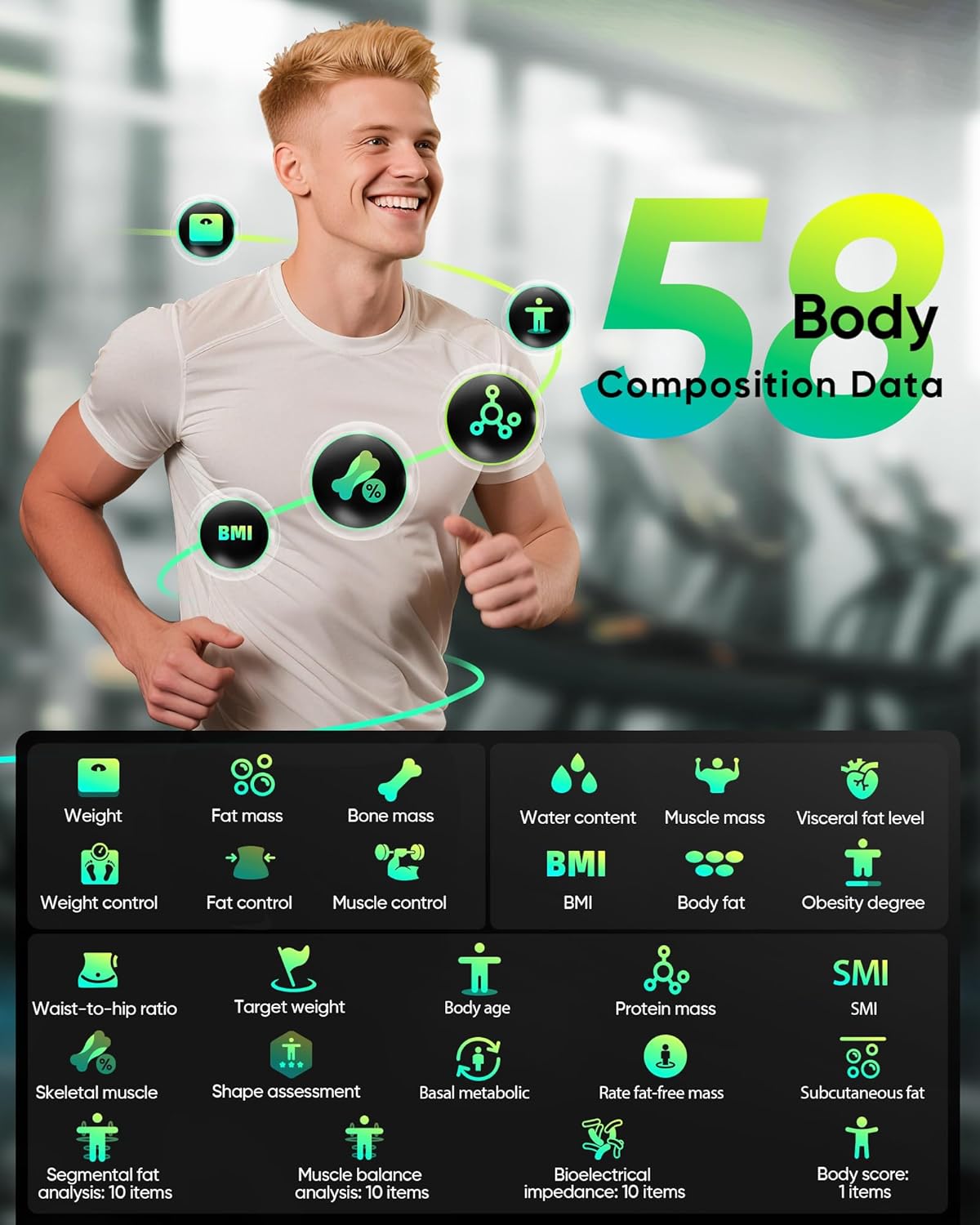 Thumbnail 1 de Scales for Body Weight: 58-Point Body Composition with 8 Electrodes and App Sync