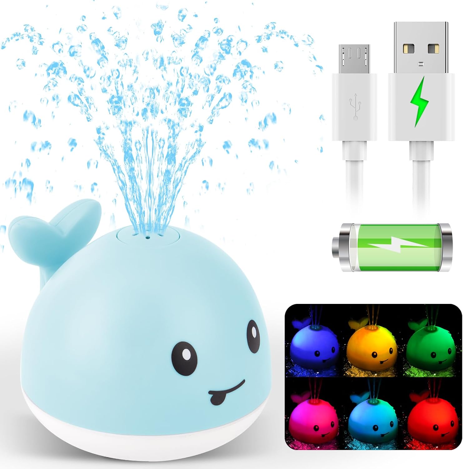 Detalle de Whale Bath Toy Sprinkler for Kids, light up