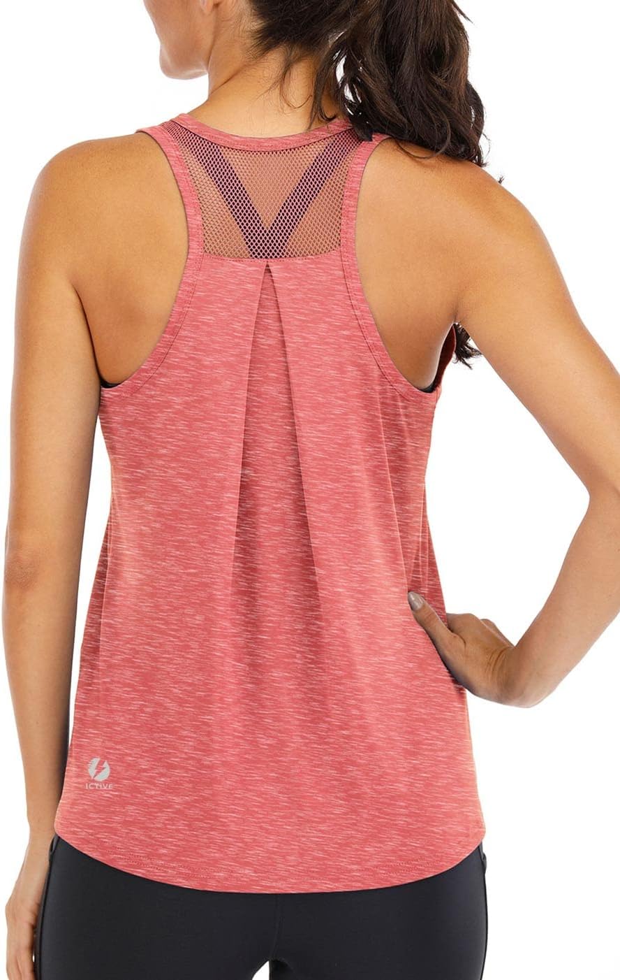 Detalle de ICTIVE Débardeur Sport Femme Ample – Dos nu en maille respirante pour musculation et course