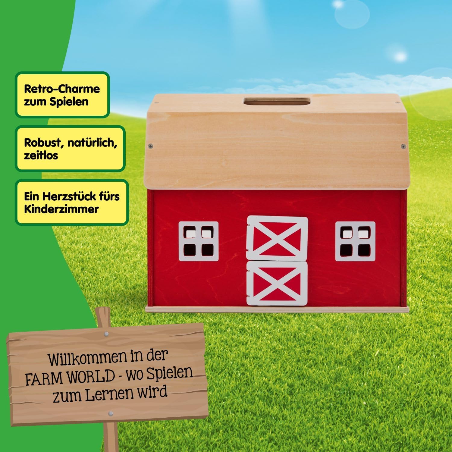 Thumbnail 2 de Schleich FARM WORLD Großer Bauernhof aus Holz 42602 – klappbares Set mit Haus, 6 Zäunen & Zubehör (7-teilig)