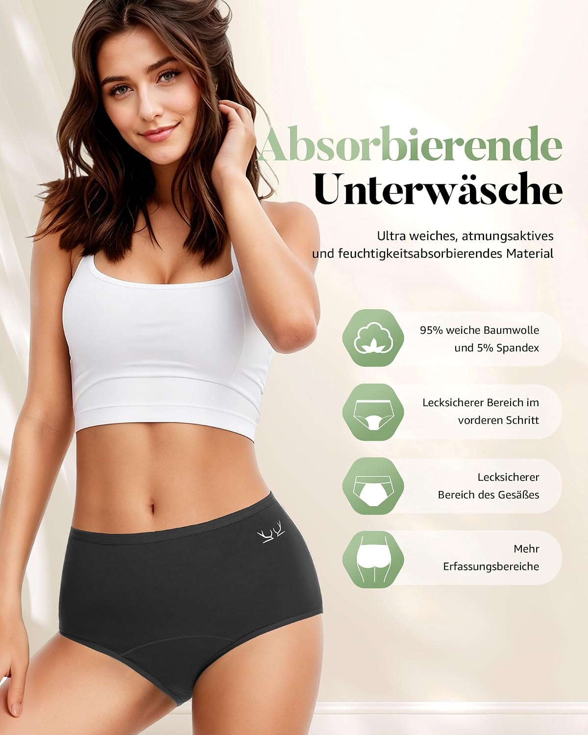 Detalle de TANSTC Periodenunterwäsche, High Waist 3er Pack