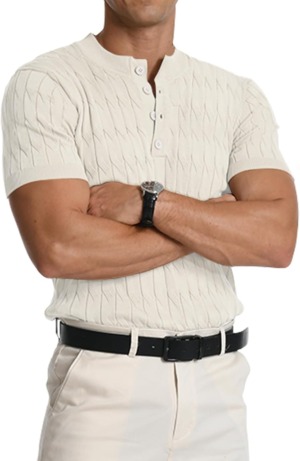 Detalle de MLANM Knitted Henley Tee Slim Fit