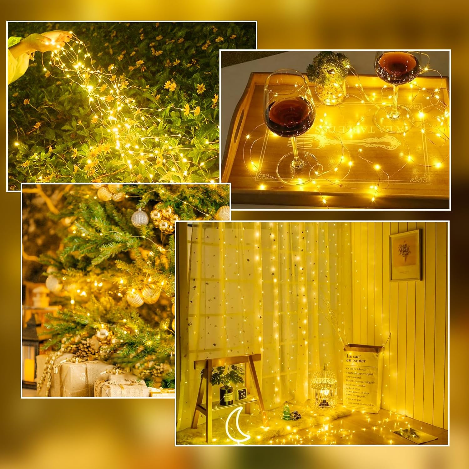 Detalle 1 de EXF YHY-BO50LED Fairy String Lights, 4-Pack, 16 ft, Warm White LEDs