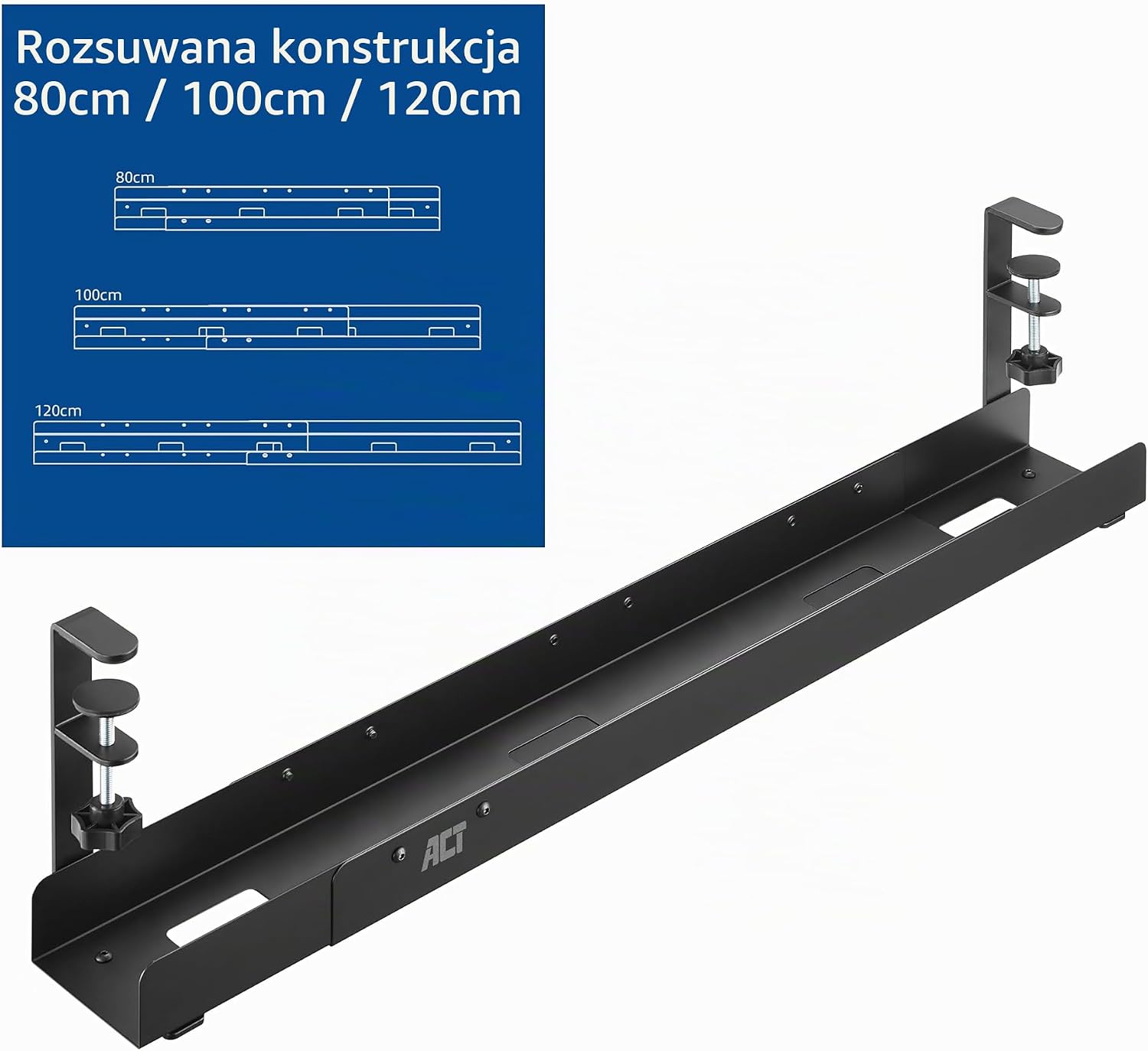 Detalle 2 de ACT AC8376 wysuwany kanał kablowy z metalową konstrukcją i uchwytem zaciskowym