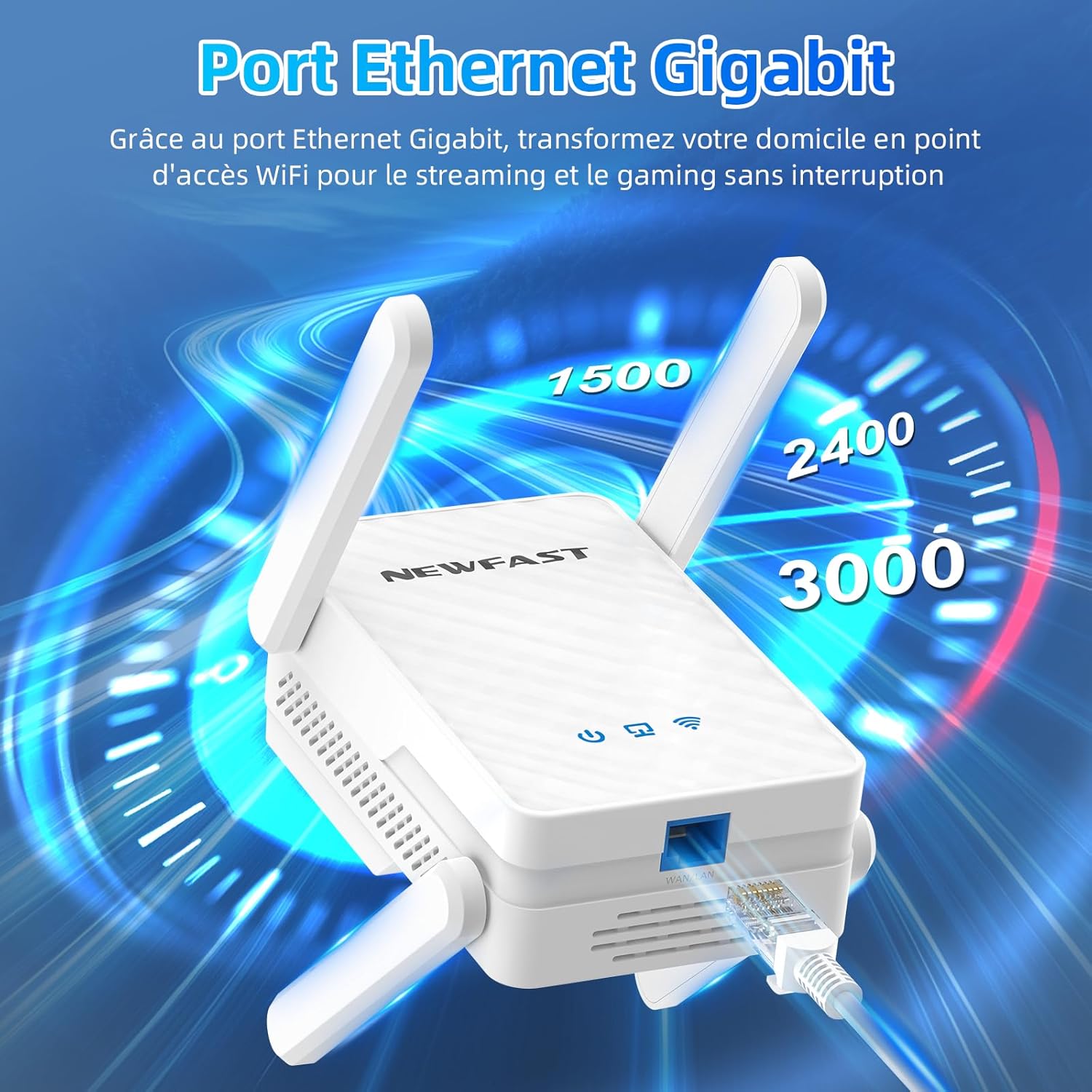 Thumbnail 3 de NEWFAST Répéteur WiFi 6 NF-RE556 (AX3000) avec port Ethernet Gigabit