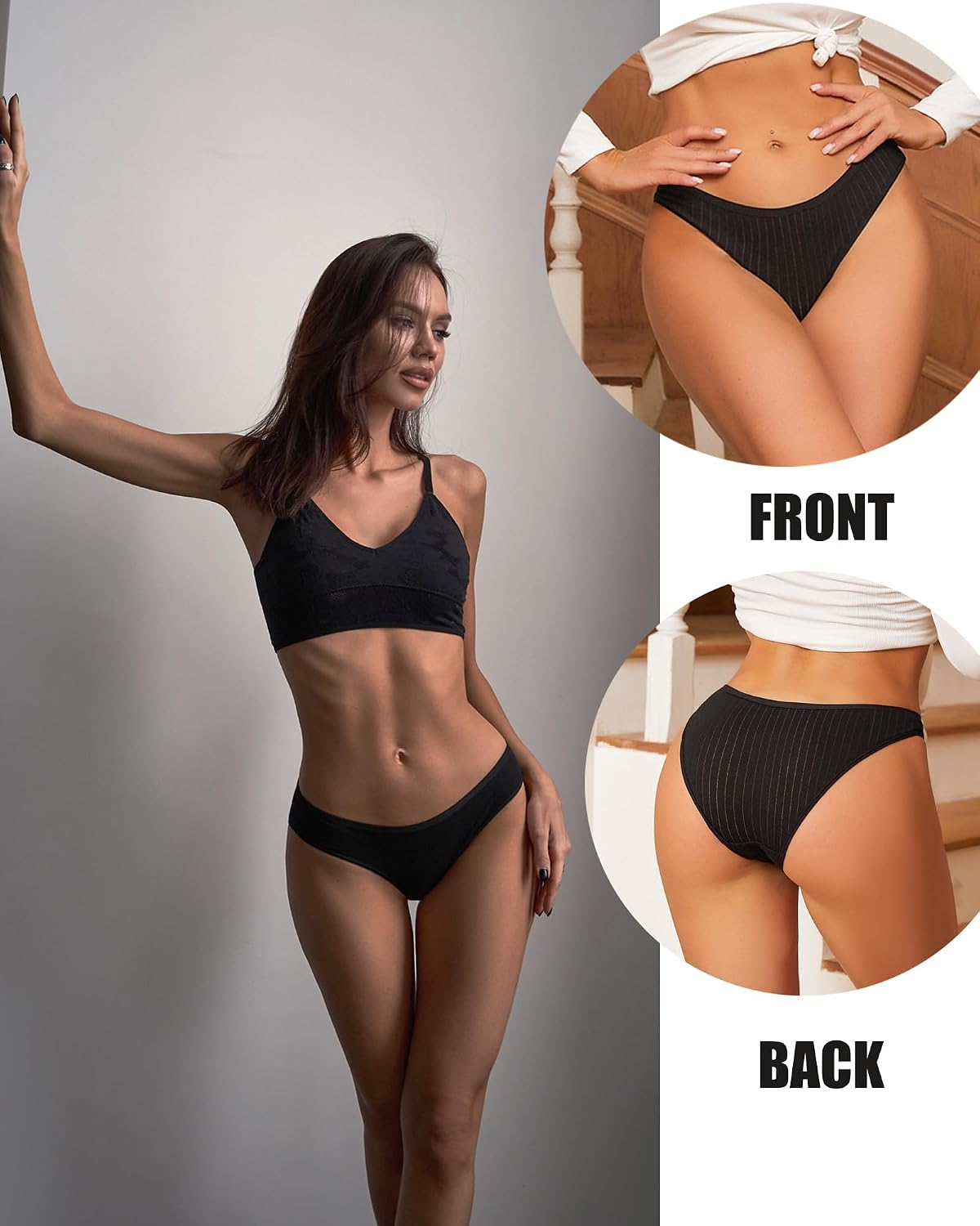 Detalle de BeReady Confezione da 6 Mutande da Donna in Cotone Elasticizzato – Hipster, Comfort e Traspirabilità