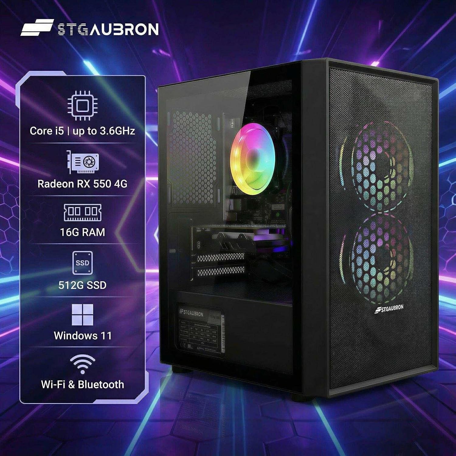 Detalle de STGAubron Prebuilt Gaming PC Desktop with RX 550 & Intel Core i5