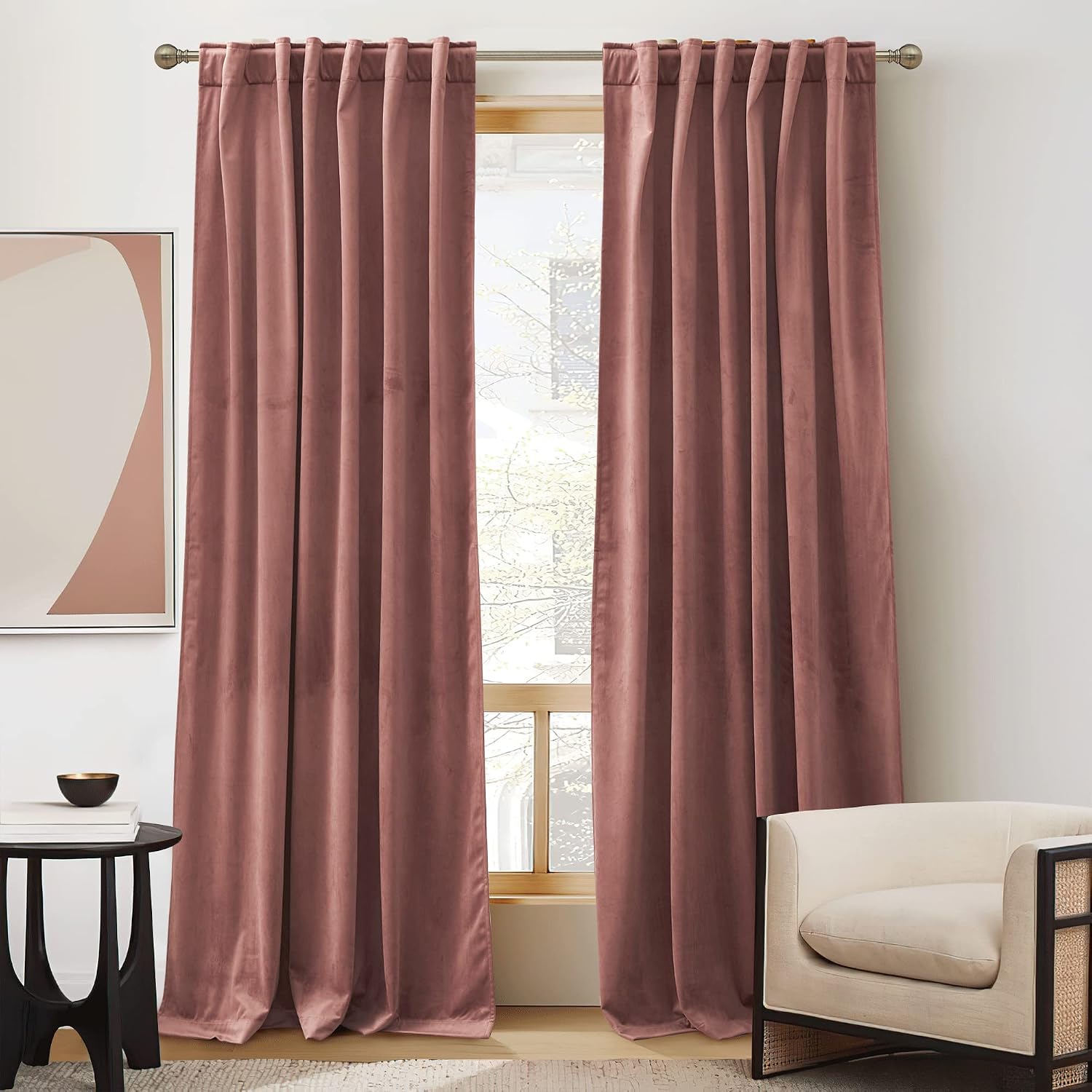 Detalle 2 de RYB Home Velvet Blackout Curtains 62x84 in 🪟