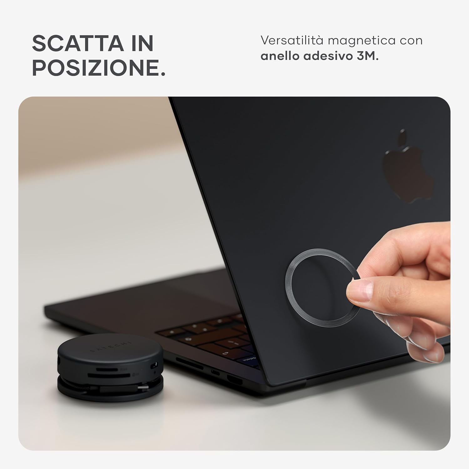 Thumbnail 6 de SATECHI OntheGo Hub USB-C Magnetico 7 in 1 with Cable Avvolgibile – Nero