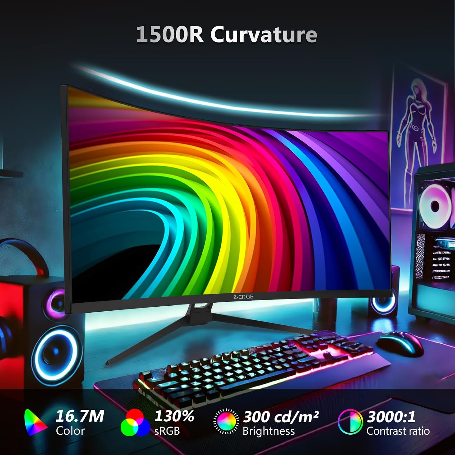 Thumbnail 3 de Z-Edge UG34 34" Curved Gaming Monitor 165Hz