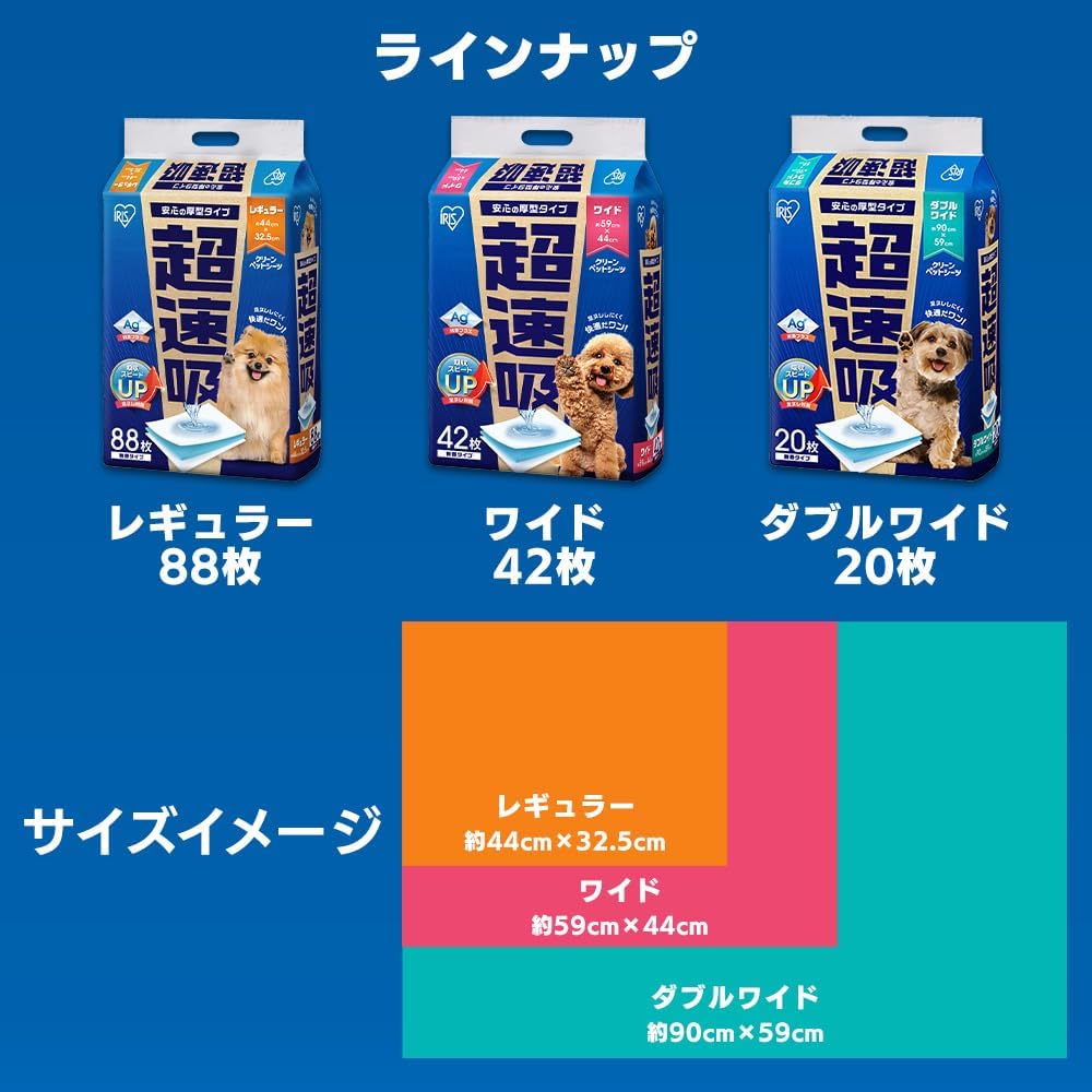 Detalle de アイリスオーヤマ CSPS-100 厚型ペットシーツ レギュラー 速吸収・銀イオン抗菌
