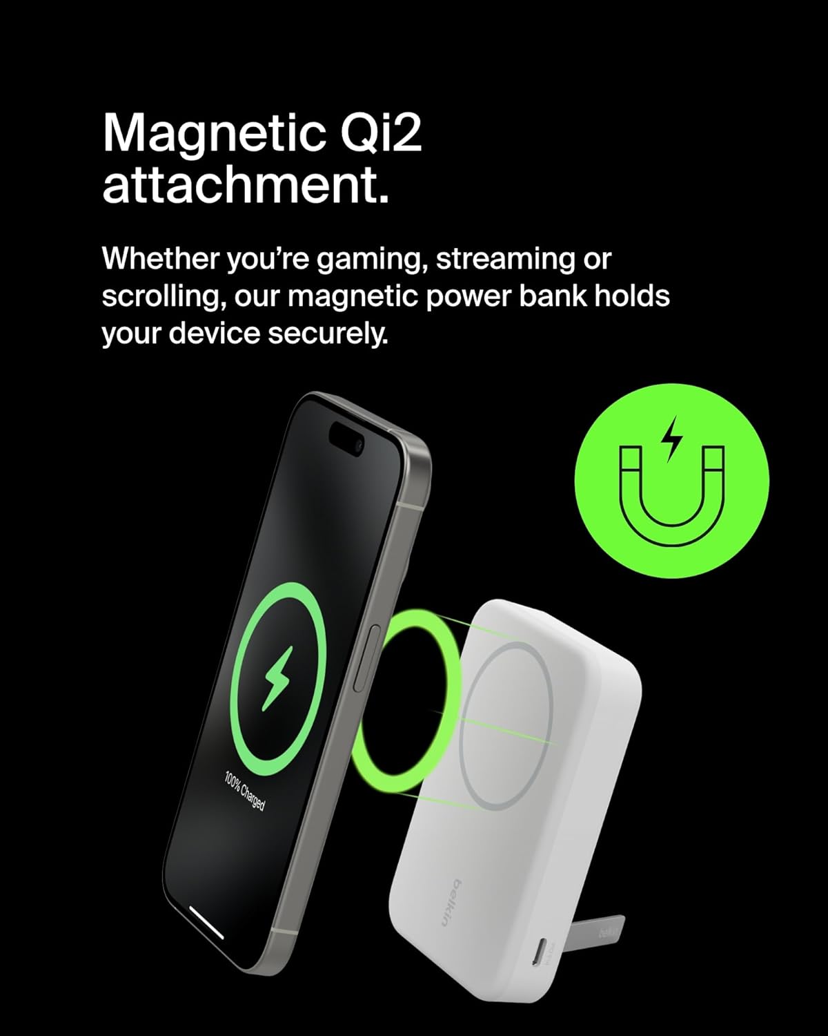 Thumbnail 4 de Belkin BoostCharge Pro Wireless Power Bank 10000mAh with Qi2 and MagSafe — Portable Charging with built-in Kickstand