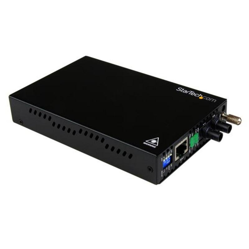 Detalle de StarTech ET90110SC2, convertidor de red a fibra multimodo ST 10/100 Mbps, hasta 2 km