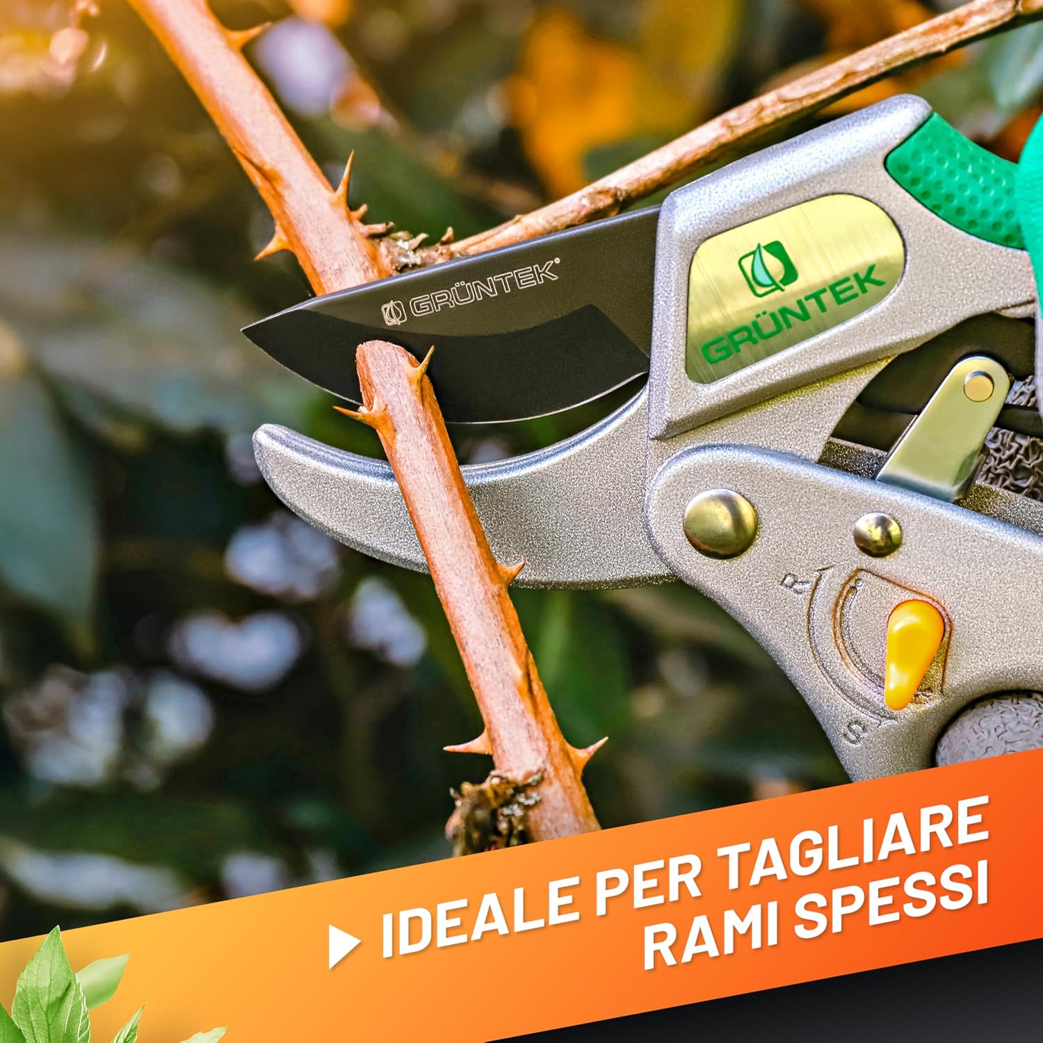Thumbnail 5 de GRÜNTEK Forbici Cesoie da Potatura a Cricchetto CACATUA 20.5 cm – Potatura precisa con dualità di taglio
