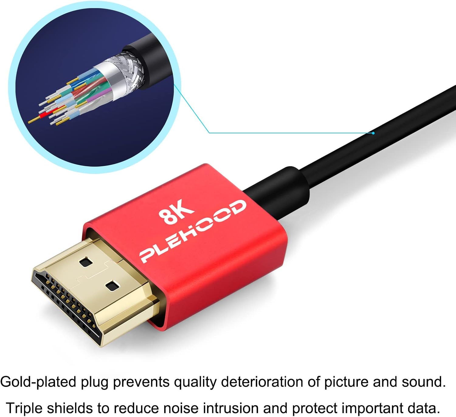 Detalle 2 de Plehood 8K HDMI 2.1 Cable 0.5m