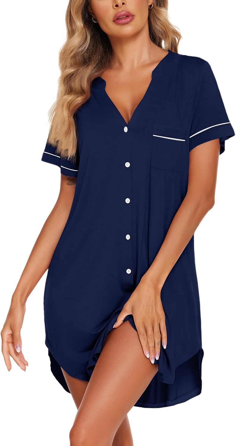 Detalle 2 de Ekouaer Women's Nightgown, Short Sleeve