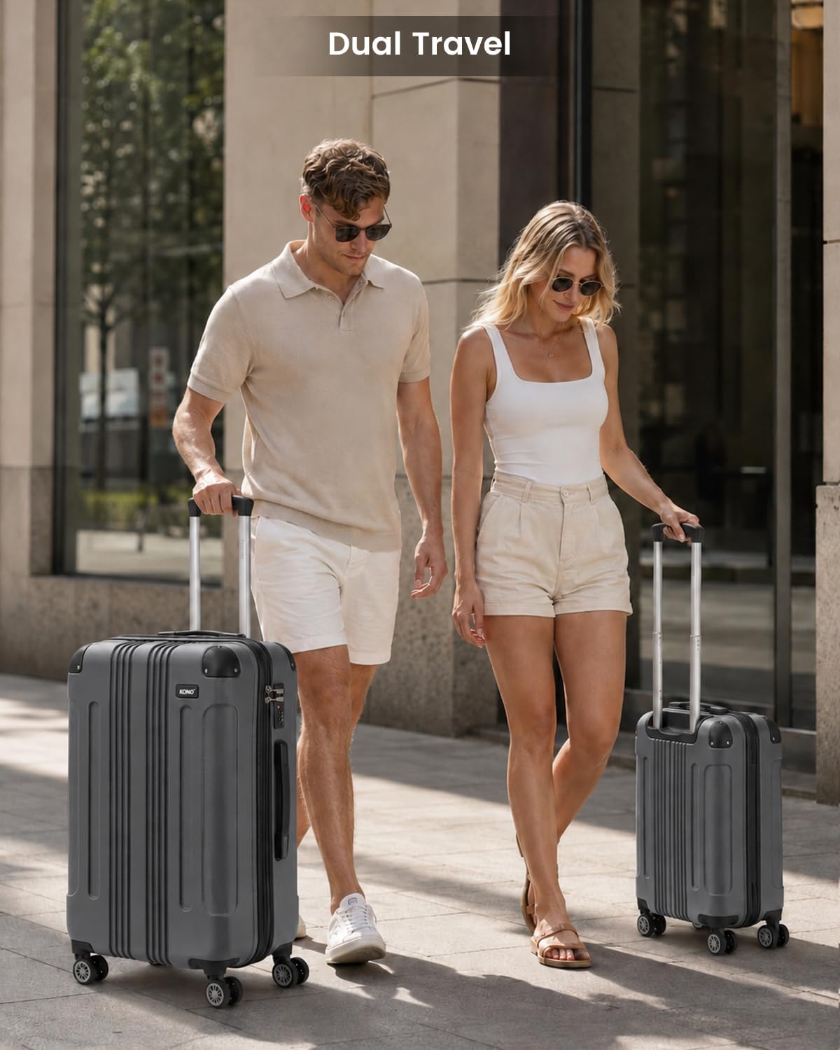 Detalle 2 de Kono 28 Inch Large Hard Shell Luggage | ABS+PC, 105 L, 360° Spinner wheels