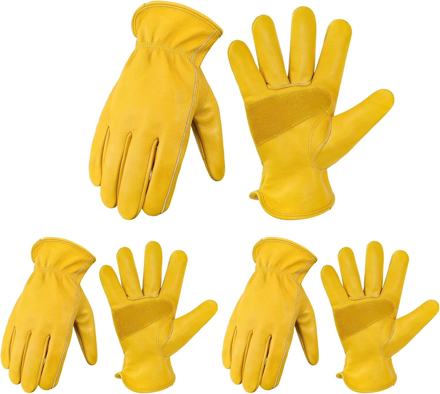 Detalle de DULFINE Cowhide Leather Gardening Work Gloves, Reinforced Palm, 1.2 mm Leather