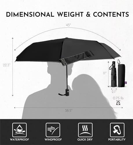 Thumbnail 6 de LILAC Windproof Automatic Umbrella, Strong 7 Ribs Compact Travel Brolly