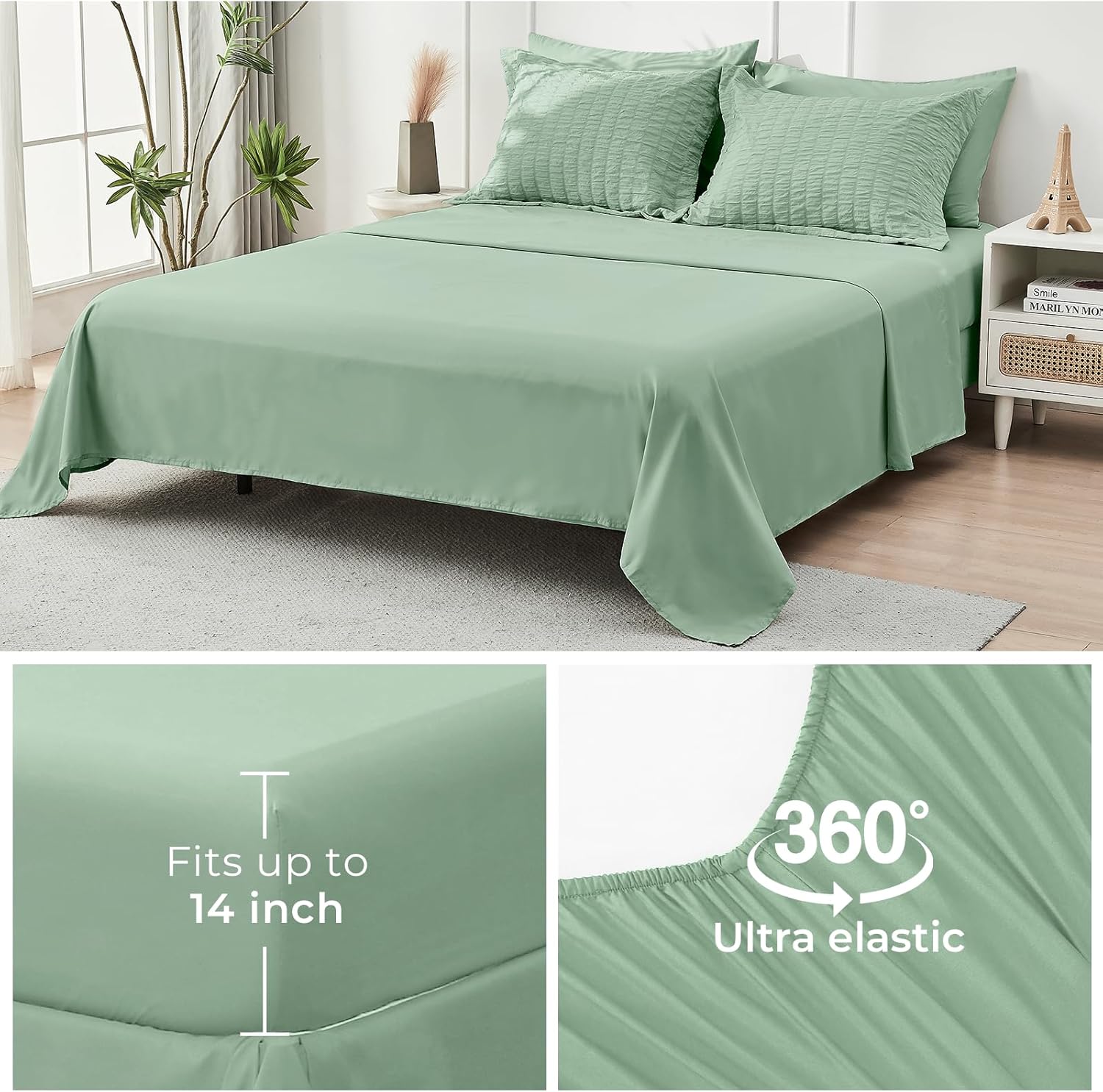 Thumbnail 6 de HYMOKEGE Queen Comforter Set 7-Piece Sage Green
