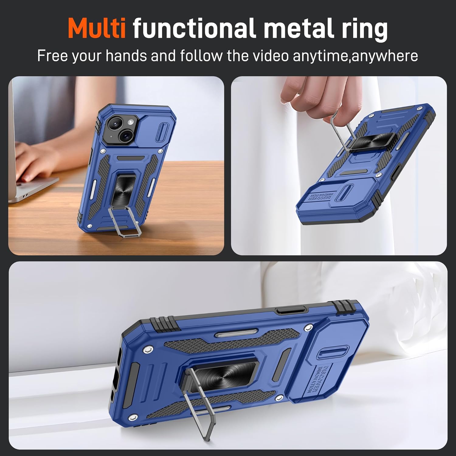 Thumbnail 4 de Jshru iPhone 15 Case with Screen Protector & Magnetic Ring Kickstand