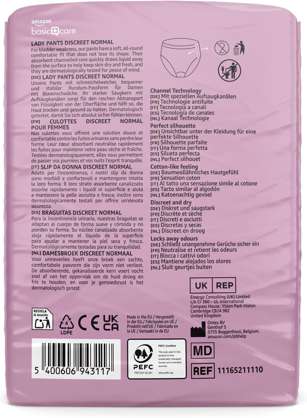 Detalle 2 de Amazon Brand Damen Pants Discreet Large 40 Stück