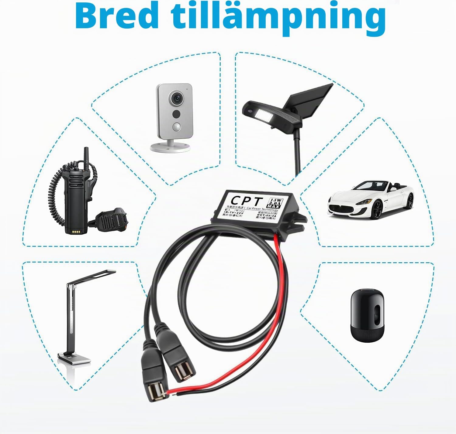 Thumbnail 5 de Heemol 12 V till 5 V USB-omvandlare med dubbel USB, 3 A och 15 W
