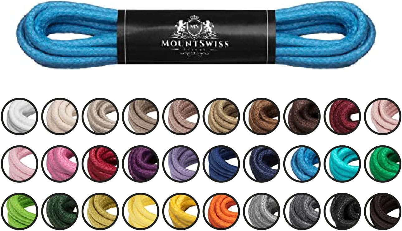 Thumbnail 4 de Mount Swiss Luxury Schuhbänder – runde, gewachste Schnürsenkel 2–3 mm Ø, wasserdicht, 45–120 cm