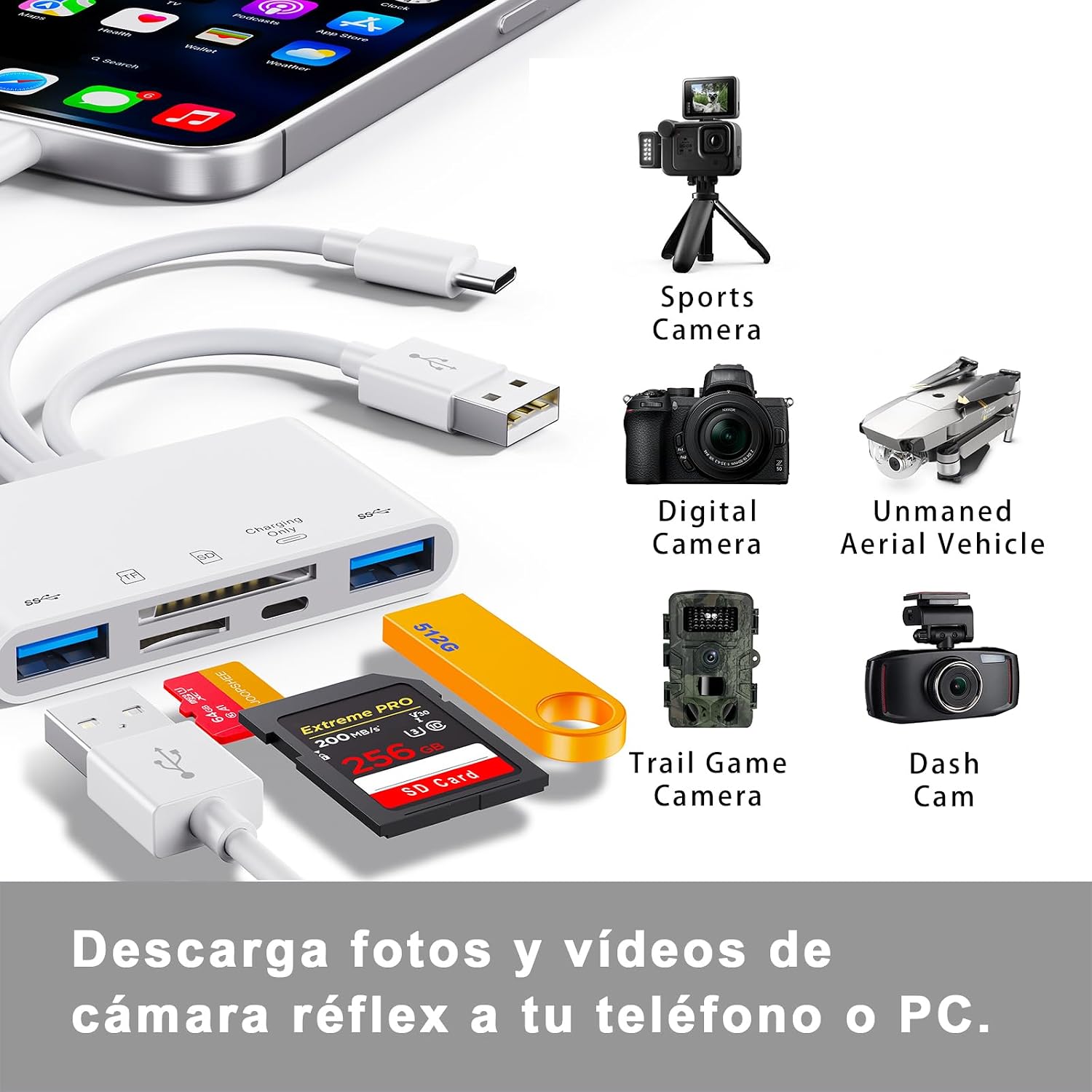 Detalle 2 de 5-in-1 Speicherkartenleser USB OTG