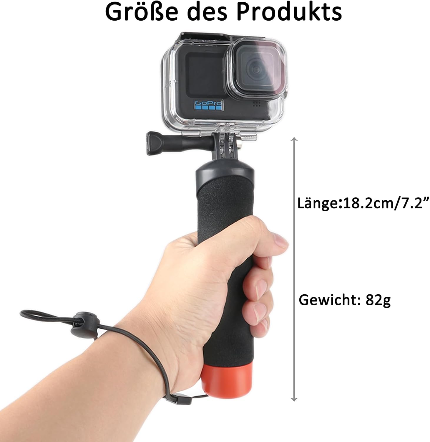 Thumbnail 4 de HSU wasserdichter Einbeinstativ-Schwebegriff für Action-Kameras (z. B. GoPro Hero 12/11/10/9/8/7/6/5/4 Session, DJI Osmo u. a.)